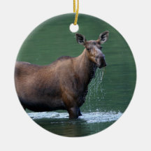 moose and emerald water christmas tree ornament