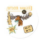 Moose Antler Coat Hanger - Funny New Gift Round Sticker