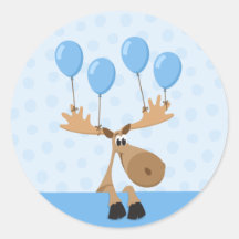 Moose blue balloons envelope seal/label round sticker