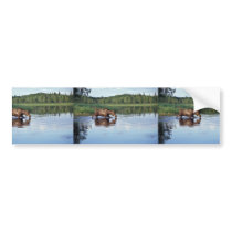 Moose Feeding in Lake Bumper Sticker