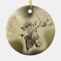 Moose Head Sketch Christmas Tree Ornaments