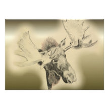 Moose Head Sketch Personalized Invites