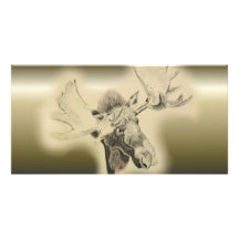 Moose Head Sketch Personalized Photo Card