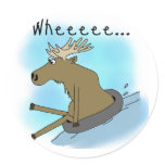 Moose Snow  Tubing Round Sticker