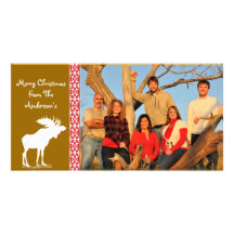 Moose & Snowflake Merry Christmas Photo Greeting Card