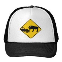 Moose Warning Sign from Gros Morne National Park Mesh Hat