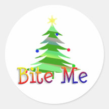 Mordez-moi arbre de Noël Autocollant Rond