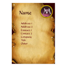 MORGANA  AND DRAGON OF LAKE  MONOGRAM  Purple Gem Business Cards