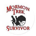 mormon trek survivor round sticker