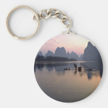 Morning crossing on River Li, Guilin, China Keychain