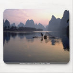 Morning crossing on River Li, Guilin, China Mouse Pads