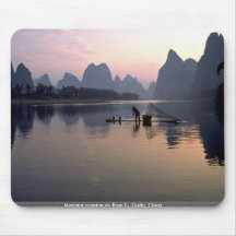 Morning crossing on River Li, Guilin, China Mouse Pads