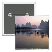 Morning crossing on River Li, Guilin, China Pins