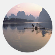 Morning crossing on River Li, Guilin, China Sticker