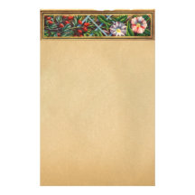 MORNING GLORY AND RED BERRIES  PARCHMENT PERSONALIZED STATIONERY