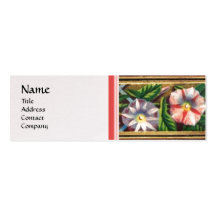 MORNING GLORY AND RED BERRIES WHITE PEARL PAPER BUSINESS CARD TEMPLATE