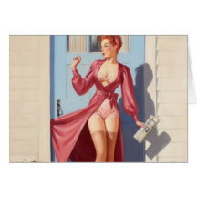 Morning Newspaper Pin-Up Girl Card