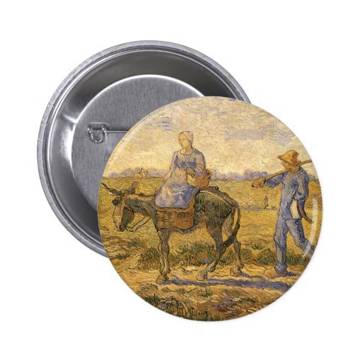 Morning: Peasant Couple Going to Work by van Gogh Pin
