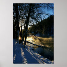 Morning  River Winter Sunrise Poster