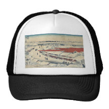 Morning snow at Yoshiwara by Ando, Hiroshige Ukiyo Mesh Hat