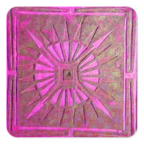 MORNING STAR Pink,Fuchsia Black, Monogram Stickers