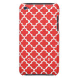 Moroccan brick red tile design 3 monogram Case-Mate iPod touch case