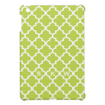 Moroccan fresh lime green tile design 3 monogram ipad mini cases