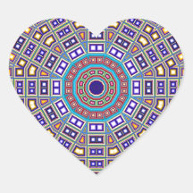 Moroccan Mosaic Kaleidoscope Heart Sticker
