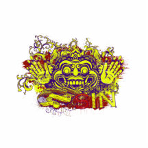 mortal sin affected design purple red yellow cut outs