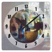 Mortar, Pestle and Bottles by Window Wallclock