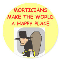 mortician round stickers