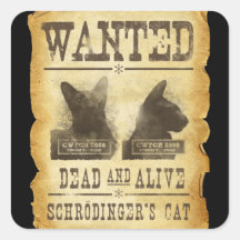 Morts et vivant voulus.  Le chat de Schroedinger Autocollants Carrés