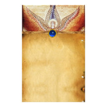 MOSAIC ANGEL  Brown Parchment Blue Sapphire Stationery