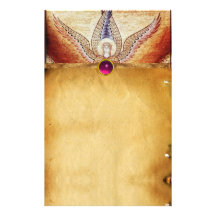MOSAIC ANGEL Brown Parchment Pink Fuchsia Amethyst Stationery Paper