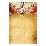 MOSAIC ANGEL  Brown Parchment Yellow Topaz Custom Stationery