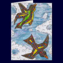 Mosaic Curly Birds cards