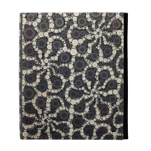Mosaic Flower Petals Black Brown Tan iPad Cases