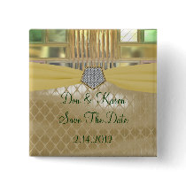 Mosaic Green and Gold Squares & Triangles Buttons