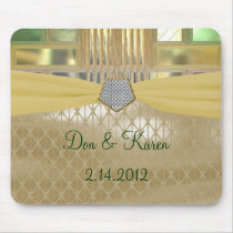 Mosaic Green & Gold Squares & Triangles  Keepsake Mousepads
