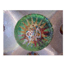 Mosaïque verte de Parc Guell Carte Postale