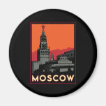 moscow russia kremlin art deco retro travel magnet