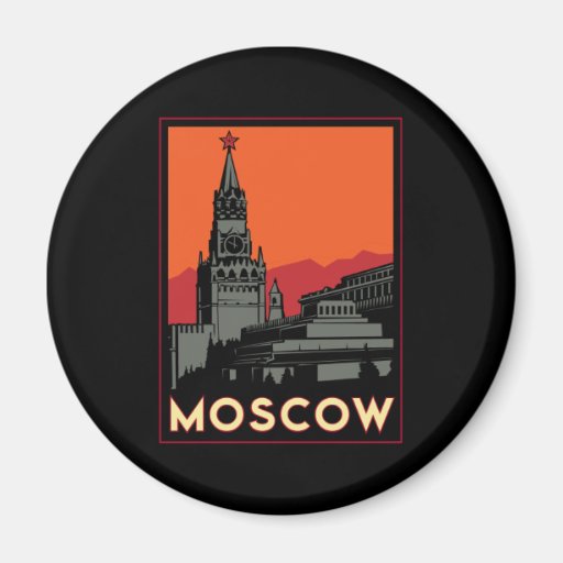 moscow russia kremlin art deco retro travel magnet