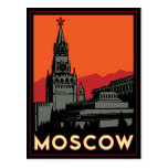 moscow russia kremlin art deco retro travel postcard
