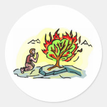 Moses and burning bush Christian artwork Round Sticker
