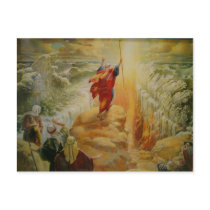 Moses parting the red sea post card.