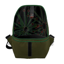Moss Green Messenger Bag with Floral Design