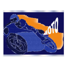 MOTARD BLEU CARTES POSTALES