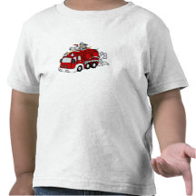 Moteur et pompier rouges de camion de pompiers d'a t-shirts