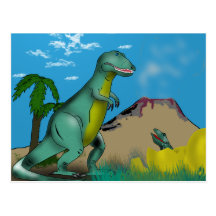 Mother and Baby Dinosaur Postcard