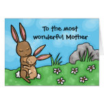 Mother and baby Rabbit Mothers day card